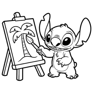 Desenho do Artista Stitch para Colorir
