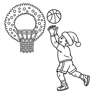 Desenho do Basquete de Natal para Colorir