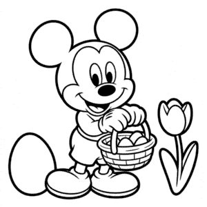 Desenho do Bebê Mickey Páscoa para Colorir