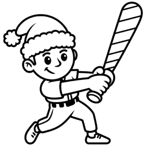 Desenho do Beisebol de Natal para Colorir