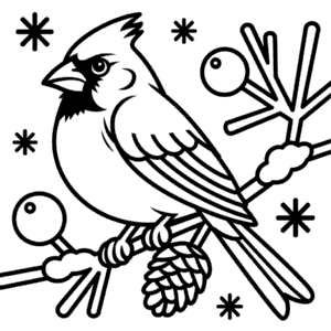 Desenho do Cardeal no Inverno para Colorir