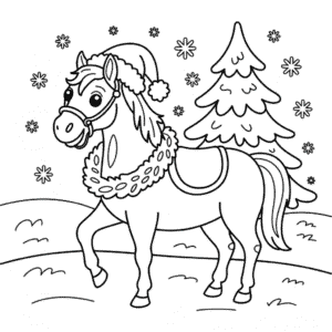 Desenho do Cavalo de Natal para Colorir