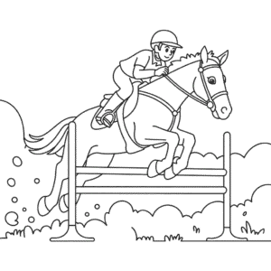 Desenho do Cavalo Pulando Obstáculos para Colorir