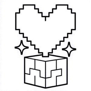 Desenho do Coração Minecraft para Colorir