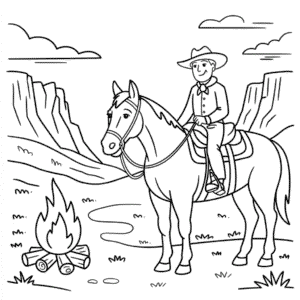 Desenho do Cowboy e do Cavalo para Colorir