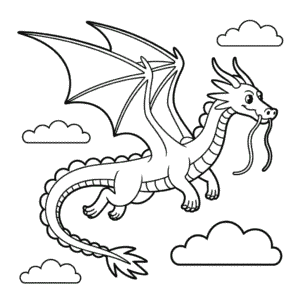 Desenho do Dragão no Ar para Colorir