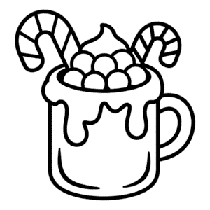 Desenho do Fofo Chocolate Quente de Inverno para Colorir