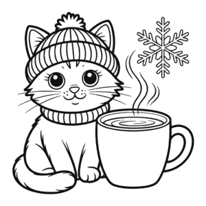 Desenho do Gato de Inverno para Colorir