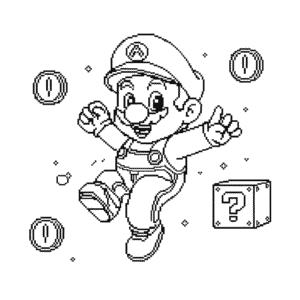 Desenho do Mario 8 bit para Colorir