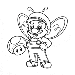 Desenho do Mario com asas para Colorir