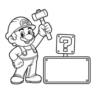 Desenho do Mario Construtor para Colorir