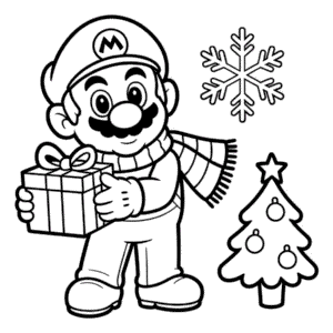 Desenho do Mario de Natal para Colorir