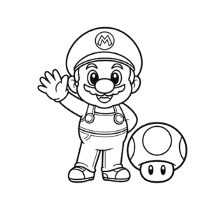 Desenho do Mario e Cogumelo para Colorir