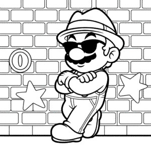 Desenho do Mario Gangster para Colorir