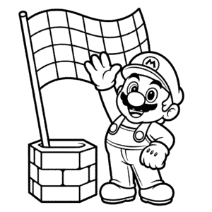 Desenho do Mario Preto e Branco para Colorir