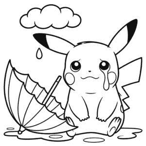 Desenho do Pikachu Chorando para Colorir
