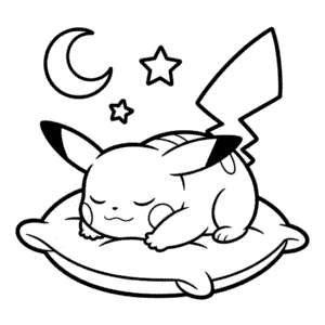 Desenho do Pikachu Dormindo para Colorir