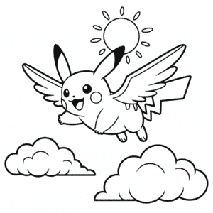 Desenho do Pikachu Voador para Colorir