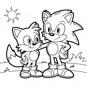 Desenho do Sonic e Tails para Colorir