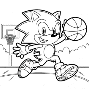 Desenho do Sonic Jogando Basquete para Colorir