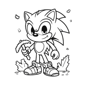 Desenho do Sonic Minecraft para Colorir