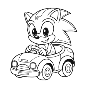 Desenho do Sonic no Veículo para Colorir