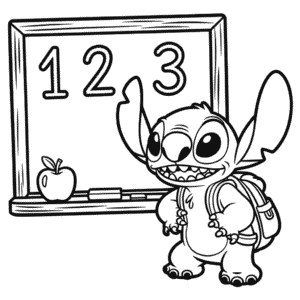 Desenho do Stitch de Volta à Escola para Colorir