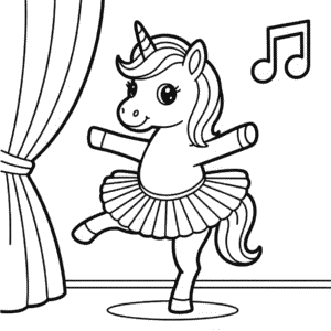 Desenho do Unicórnio Bailarino para Colorir
