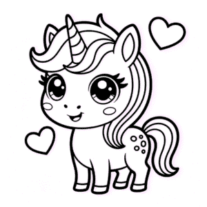 Desenho do Unicórnio Chibi para Colorir