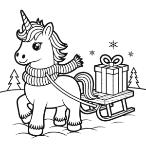 Desenho do Unicórnio de Natal para Colorir