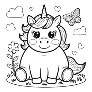 Desenho do Unicórnio Gordinho para Colorir