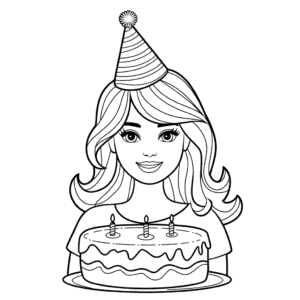 Desenho da Barbie Aniversário para Colorir