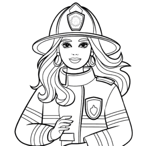 Desenho da Barbie Bombeira para Colorir