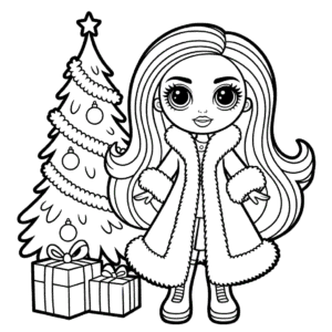 Desenho da Boneca Bratz de Natal para Colorir