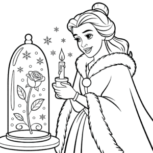 Desenho da Princesa Belle do Natal para Colorir