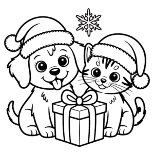 Desenho de Animais Fofos do Natal para Colorir