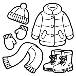 Desenho de Roupas de Inverno para Colorir