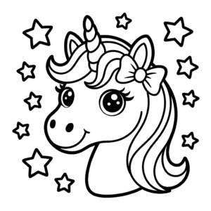 Desenho de Unicórnio Fofo Fácil para Colorir