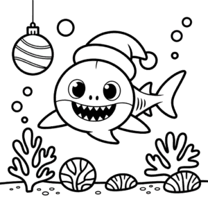 Desenho do Bebê Tubarão de Natal para Colorir