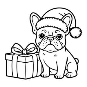 Desenho do Bulldog Francês de Natal para Colorir