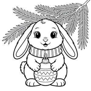Desenho do Coelho de Natal para Colorir