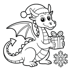 Desenho do Dragão de Natal para Colorir