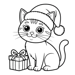 Desenho do Gato de Natal para Colorir