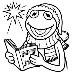 Desenho do Muppet Cantando Canções de Natal para Colorir