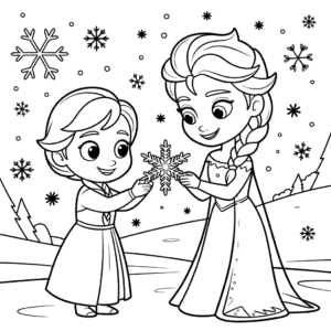 Desenho do Natal da Anna e da Elsa para Colorir