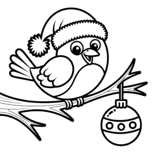 Desenho do Pássaro de Natal para Colorir