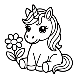Desenho do Pequeno Unicórnio Fofo para Colorir