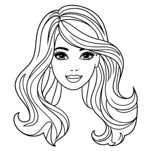 Desenho do Rosto da Barbie para Colorir
