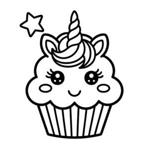 Desenho do Unicórnio Cupcake Fofo para Colorir