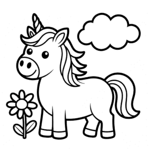Desenho do Unicórnio Desenho Animado Fofo para Colorir